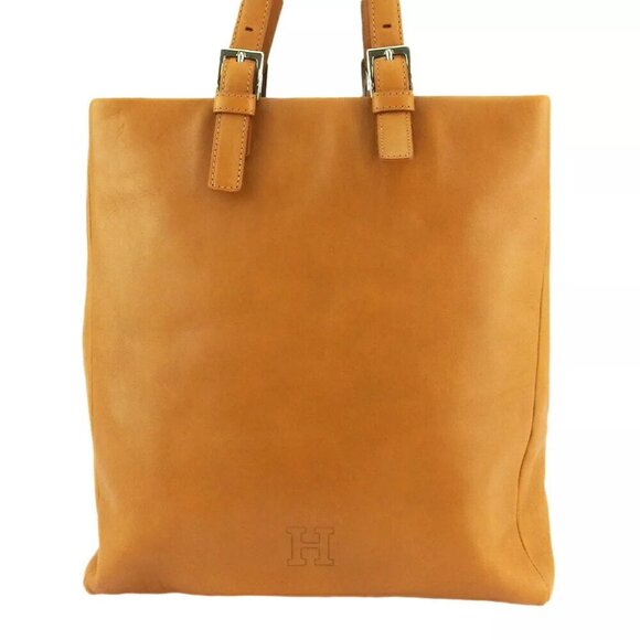 HIROFU tote bag H mark Leather Authentic B1133 - Picture 1 of 9